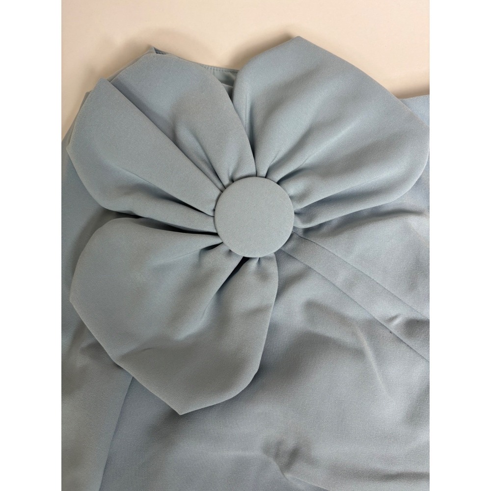 Fehaute Women's Light Blue Bow Long Sleeve Sheath Midi Dress Size S - Picture 6 of 11
